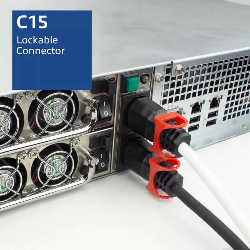 ACT Netzkabel C14 IEC Lock+ Dual Locking – C15 IEC Lock+ weiß 1 m, PC3871
