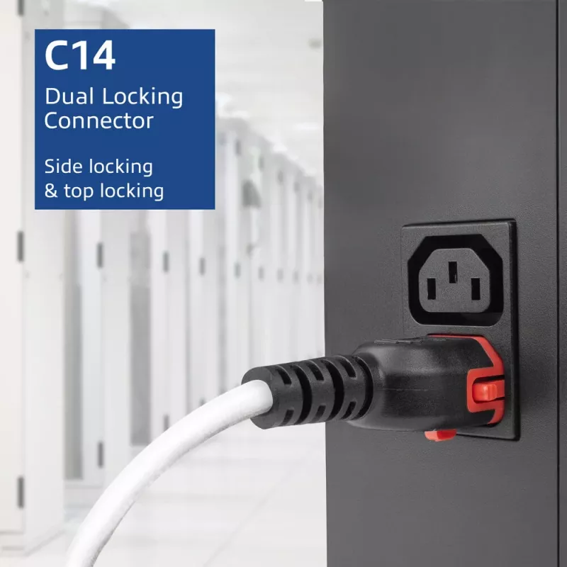ACT Netzkabel C14 IEC Lock+ Dual Locking – C15 IEC Lock+ weiß 1 m, PC3871