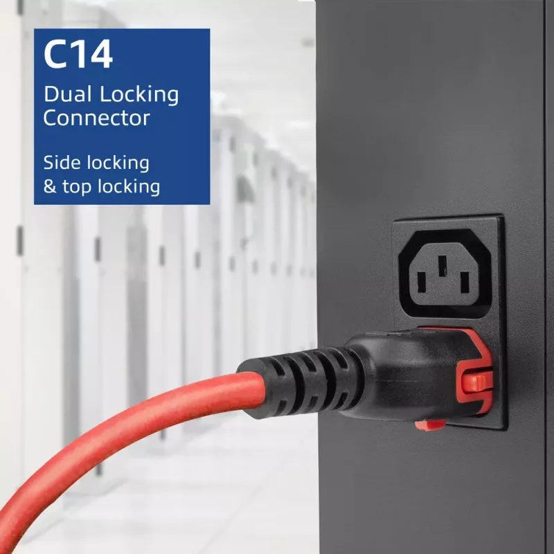 ACT Powercord C14 IEC Lock+ Dual Locking - C15 IEC Lock+ rot 2 m, PC3873