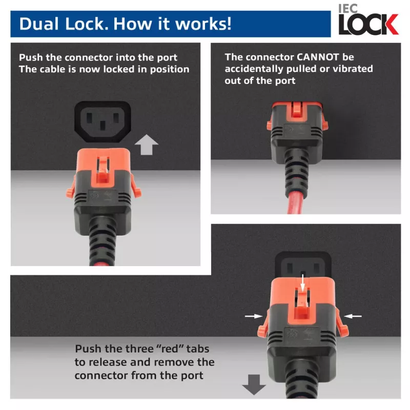 ACT Powercord C14 IEC Lock+ Dual Locking - C15 IEC Lock+ rot 2 m, PC3873