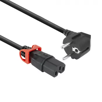 ACT Netzkabel CEE 7/7 Stecker (gewinkelt) - C15 IEC Lock+ schwarz 1 m, EL603S