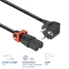ACT Netzkabel CEE 7/7 Stecker (gewinkelt) - C15 IEC Lock+ schwarz 1 m, EL603S