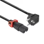 Netzkabel ACT CEE 7/7 (gewinkelt) auf IEC C15 Lock+ schwarz, 3 m, 10 A, 250 V