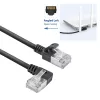 ACT Schwarz 1 m U/FTP CAT6A LSZH Slimline Patchkabel mit RJ45-Steckern 90° abgewinkelt links auf gerade