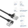 ACT Schwarz 0,25 Meter U/FTP CAT6A LSZH Slimline-Patchkabel mit RJ45-Steckern 90° abgewinkelt links auf gerade