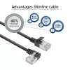 ACT Schwarz 0,25 Meter U/FTP CAT6A LSZH Slimline-Patchkabel mit RJ45-Steckern 90° abgewinkelt links auf gerade