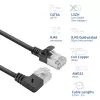 ACT Schwarz 1 m U/FTP CAT6A LSZH Slimline-Patchkabel mit RJ45-Steckern 90° abgewinkelt rechts auf gerade