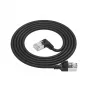 ACT Schwarz 3 m U/FTP CAT6A LSZH Slimline-Patchkabel mit RJ45-Steckern 90° abgewinkelt rechts auf gerade