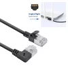 ACT Schwarz 5 m U/FTP CAT6A LSZH Slimline Patchkabel mit RJ45-Steckern 90° abgewinkelt rechts auf gerade