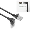 ACT Schwarz 2 m U/FTP CAT6A LSZH Slimline Patchkabel mit RJ45-Steckern 90° abgewinkelt nach unten auf gerade