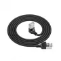 ACT Schwarz 3 m U/FTP CAT6A LSZH Slimline-Patchkabel mit RJ45-Steckern 90° gewinkelt abwärts auf gerade