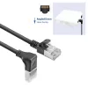 ACT schwarz 5 m U/FTP CAT6A LSZH Slimline-Patchkabel mit RJ45-Steckern 90° abgewinkelt (nach unten) zu gerade