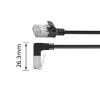 ACT Schwarz 1,5 m U/FTP CAT6A LSZH Slimline Patchkabel mit RJ45-Steckern 90° abgewinkelt nach unten zu gerade