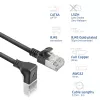 ACT Schwarz 0,25 Meter U/FTP CAT6A LSZH Slimline-Patchkabel mit RJ45-Steckern 90° abgewinkelt nach unten auf gerade