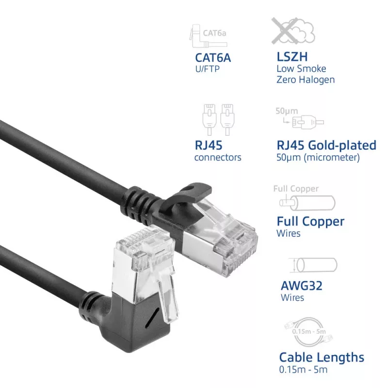 Netzwerk-Patchkabel ACT DA4905 Cat6a U/FTP (STP) RJ-45 zu RJ-45 Schwarz 5 m