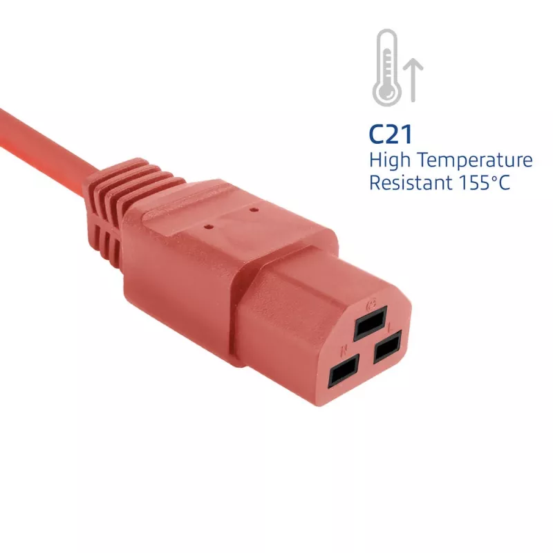 Stromkabel ACT C20–C21 IEC60320 rot 1,5 m, 250 V 16 A