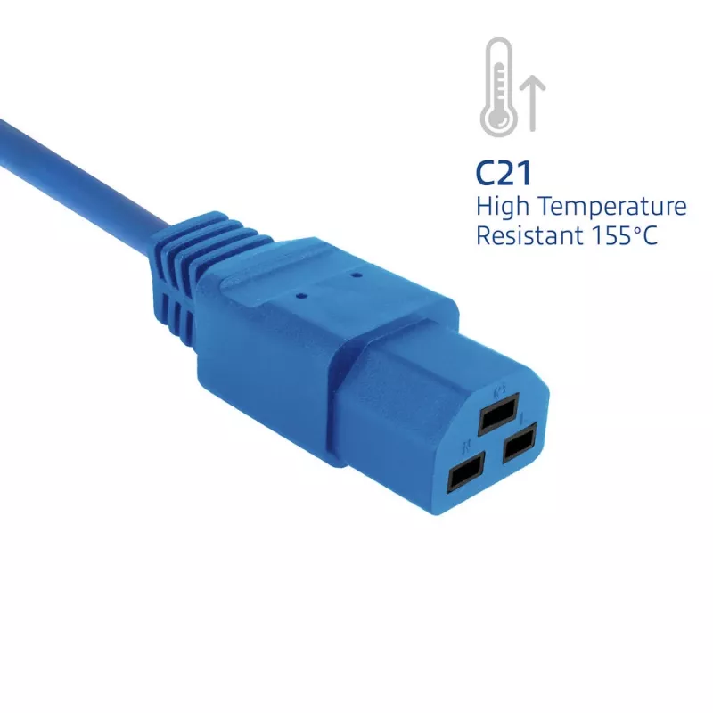 Netzkabel ACT C14 auf C21 IEC60320 blau 1,5 m, 250 V 10 A