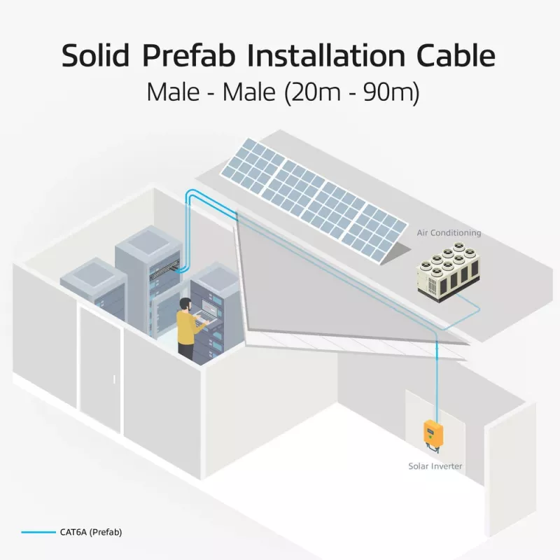 ACT Blau 85 Meter S/FTP CAT6A B2ca PoE++ 100W Massiv-Vorkonfektioniertes Installationskabel, RJ45 Stecker – Stecker