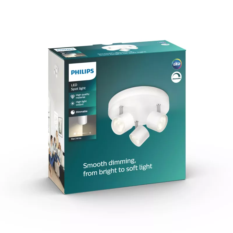Philips myLiving Star LED-Spot, 3-flammig, 1500 lm, Weiß