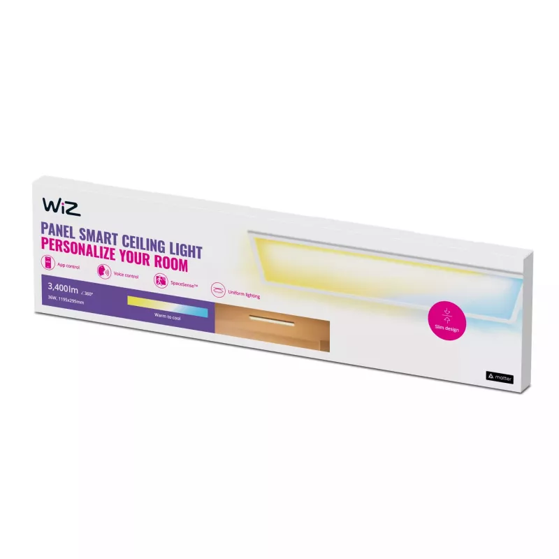 LED-Deckenpanel Signify WiZ Panel Ceiling 36 W Rechteckig — 36 W, Wi‑Fi/Bluetooth, 220–240 V, Weiß