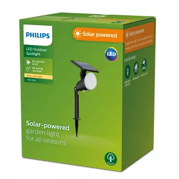 Philips Jivix Bodenspots/Erdspieß 1,4 W, Außen-Stand-/Pfostenleuchte, Schwarz, Kunststoff, IP44, Terrasse, Garten, III