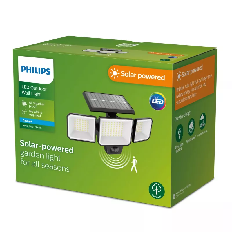 Philips Nysil Solar-LED-Wandleuchte mit Bewegungssensor, 5000 K, IP65
