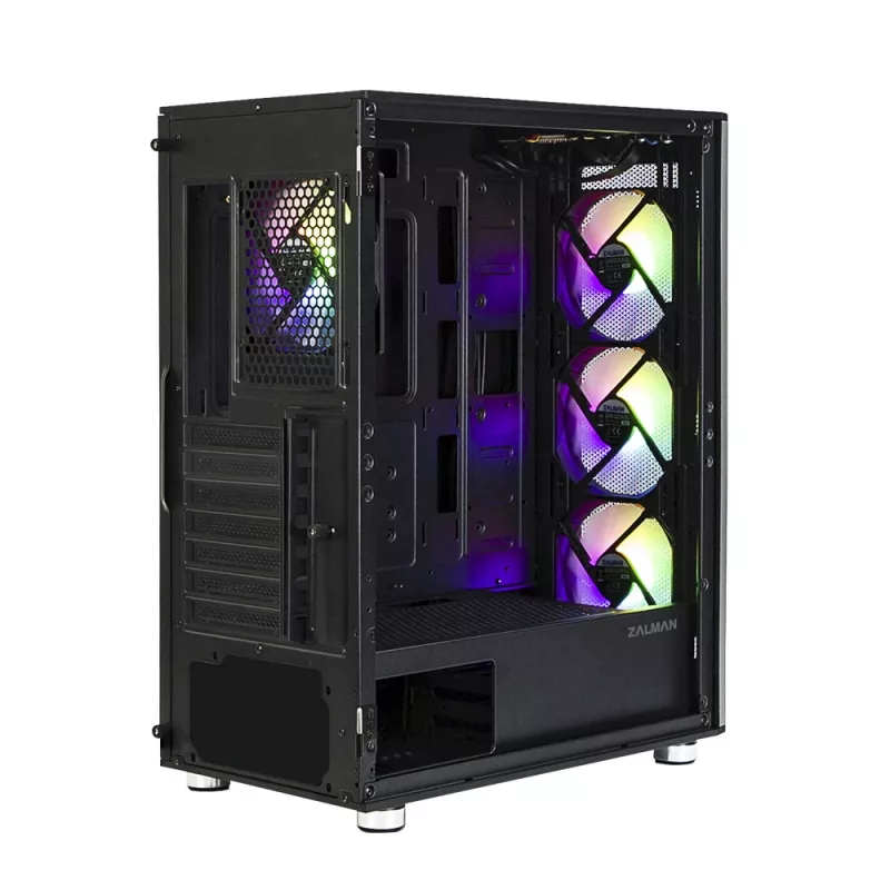 Zalman i3 Neo ATX Mid-Tower-Gehäuse mit RGB, 4 Lüfter, Schwarz