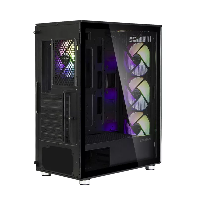 Zalman i3 Neo ATX Mid-Tower-Gehäuse mit RGB, 4 Lüfter, Schwarz