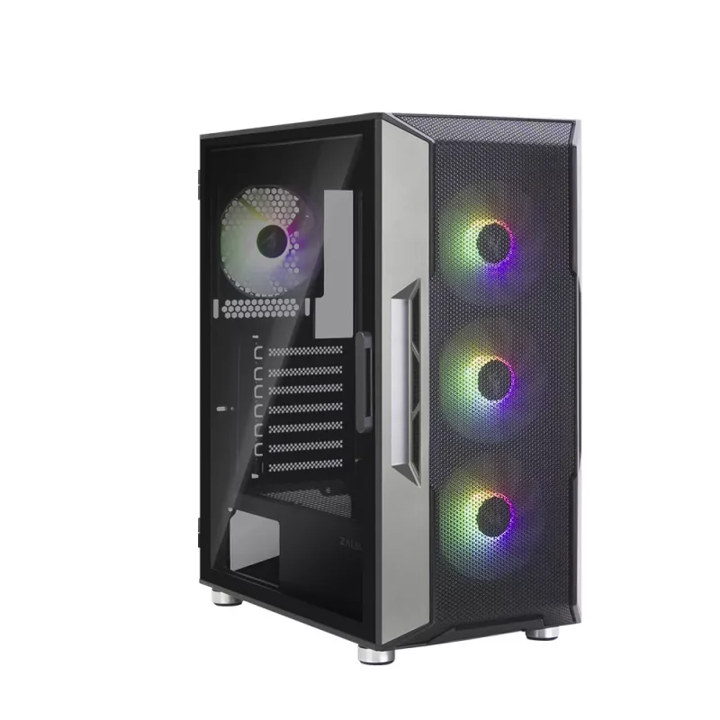 Zalman i3 Neo ATX Mid-Tower-Gehäuse mit RGB, 4 Lüfter, Schwarz