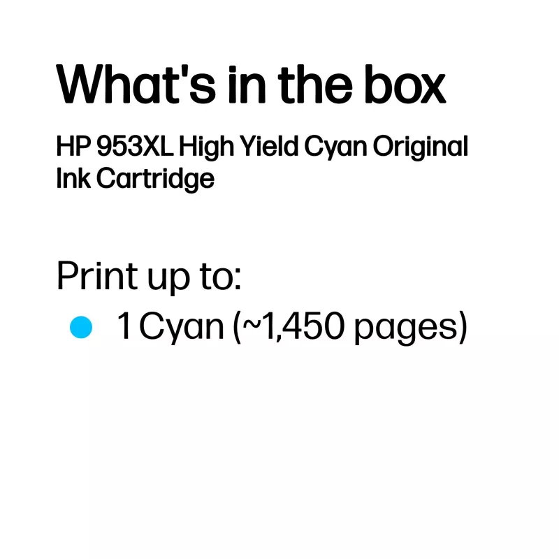 HP 953XL High Yield Cyan Original Tintenpatrone, Cyan, 1 Stk., 1450 Seiten