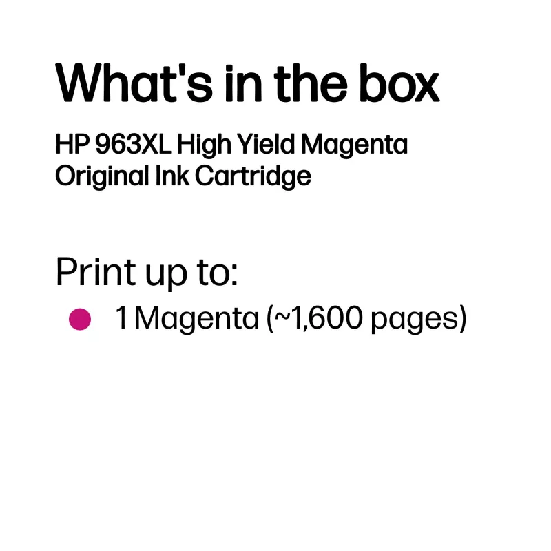HP 963XL High Yield Magenta Original Tintenpatrone, Magenta, 1 Stk., 1600 Seiten