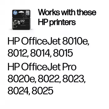 HP 912 Schwarz Original Tintenpatrone, Schwarz, 1 Stk., 250 Seiten
