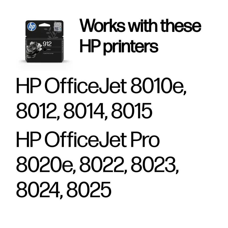 HP 912 Schwarz Original Tintenpatrone, Schwarz, 1 Stk., 250 Seiten