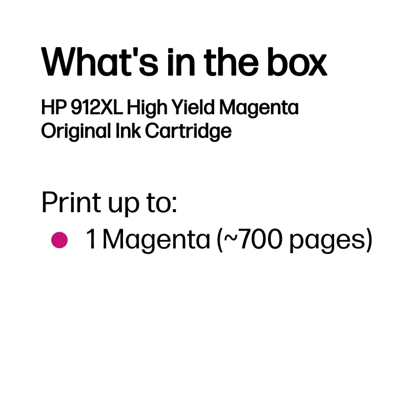 HP 912XL High Yield Magenta Original Tintenpatrone, Magenta, 1 Stk., 700 Seiten