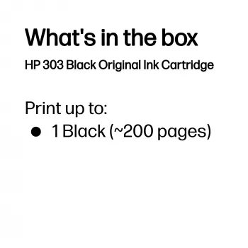 HP 303 Schwarz Original Tintenpatrone, Schwarz, 1 Stk., 200 Seiten