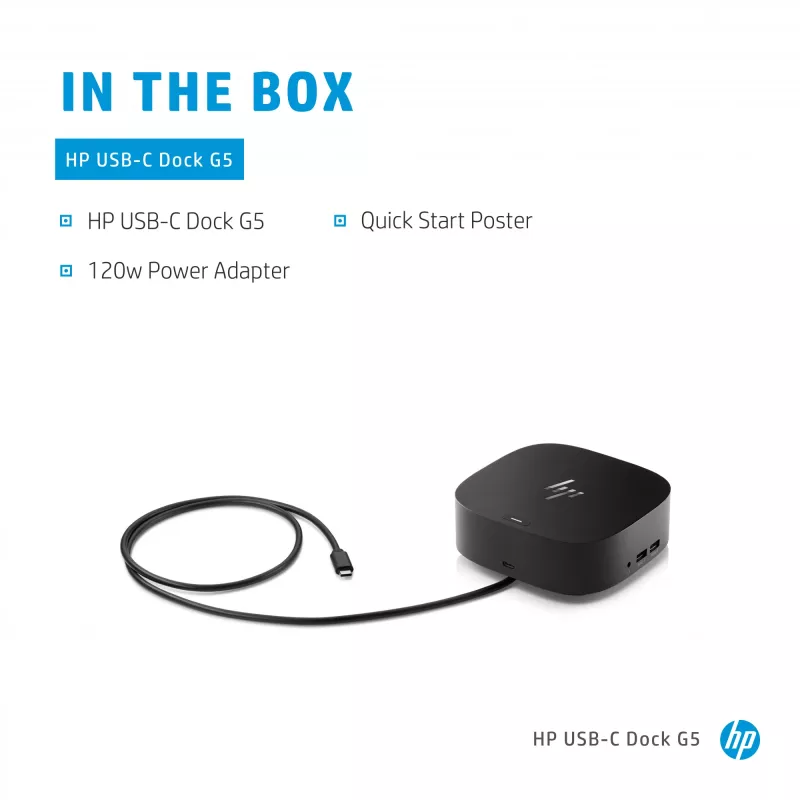 HP USB-C Dock G5 Kabelgebunden USB 3.2 Gen 1 Typ-C Schwarz 100W