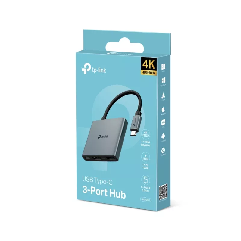 TP-Link UH3020C Schnittstellen-Hub USB Type-C 5000 Mbit/s Grau