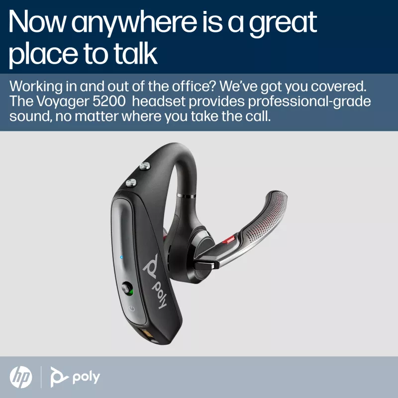 HP Poly Voyager 5200 USB-A Bluetooth Headset +BT700 Dongle