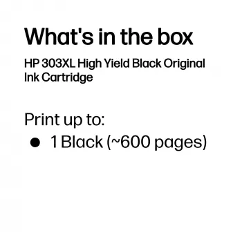 HP 303XL High Yield Schwarz Original Tintenpatrone, Schwarz, 1 Stk., 600 Seiten