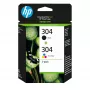 HP 304 2er-Pack Schwarz/Dreifarbig Original Tintenpatronen, Schwarz, Cyan, Magenta, Gelb, Pigmenttinte, 2 St., 120 Seiten, 100 Seiten