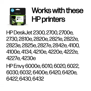 HP 305XL High Yield Schwarz Original Tintenpatrone, Schwarz, 1 Stück, 240 Seiten