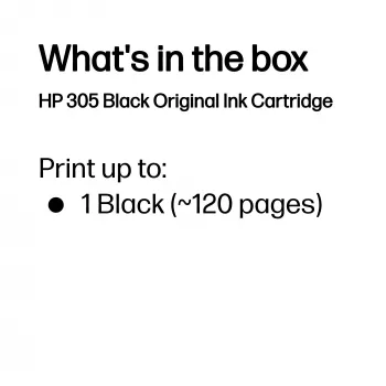 HP 305 Schwarz Original Druckerpatrone, Schwarz, 1 Stk., 120 Seiten