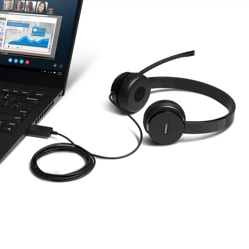 Lenovo 4XD0X88524 Kopfhörer/Headset Kabelgebunden Head-Band Büro/Callcenter Schwarz