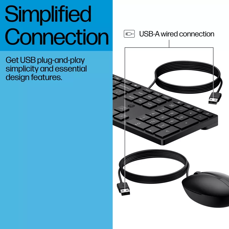 HP Wired Desktop 320MK Maus und Tastatur Full-Size USB Kabelgebunden Schwarz