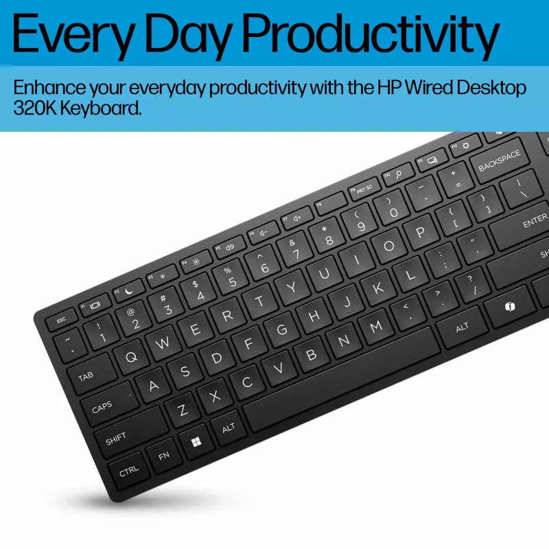 HP Wired Desktop 320K Tastatur Full-Size USB Schwarz 1,8 m Kabel