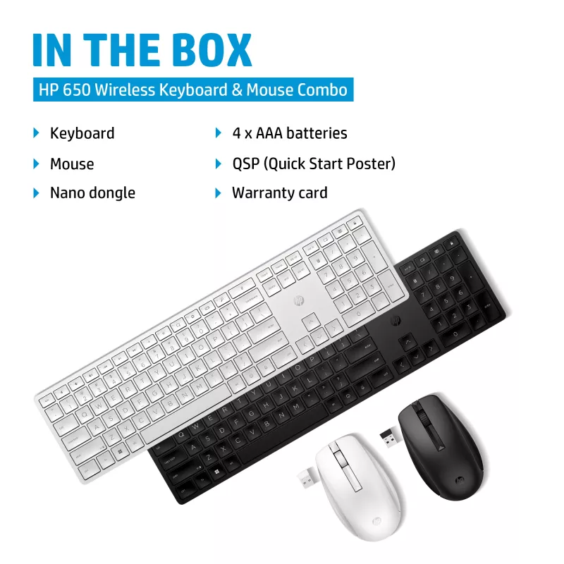 HP 650 Wireless Tastatur-Maus-Kombo Full-Size Wireless-Membran