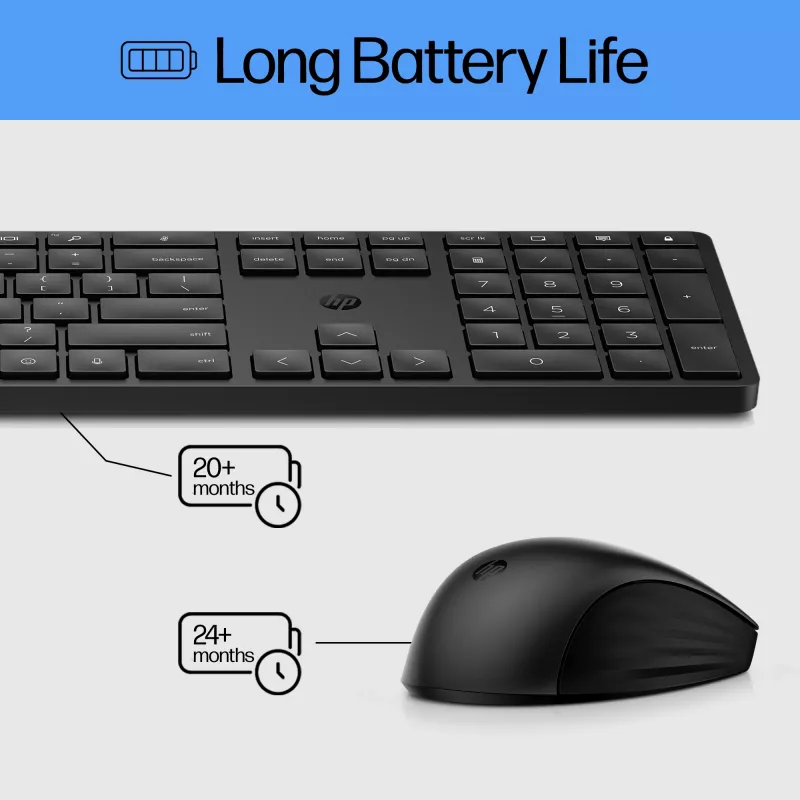 HP 650 Wireless Tastatur-Maus-Kombo Full-Size Wireless-Membran