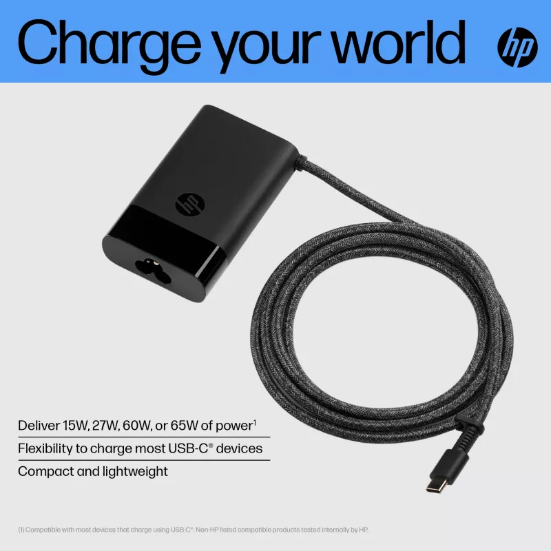 HP USB-C 65W Laptop-Ladegerät, Laptop, Indoor, 90 V, 65 W, 5 – 20 V, 1,6 A