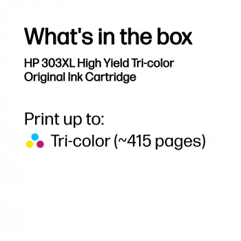 HP 303XL High Yield Tri-color Original Tintenpatrone, Cyan, Magenta, Gelb, 1 Stück, 415 Seiten
