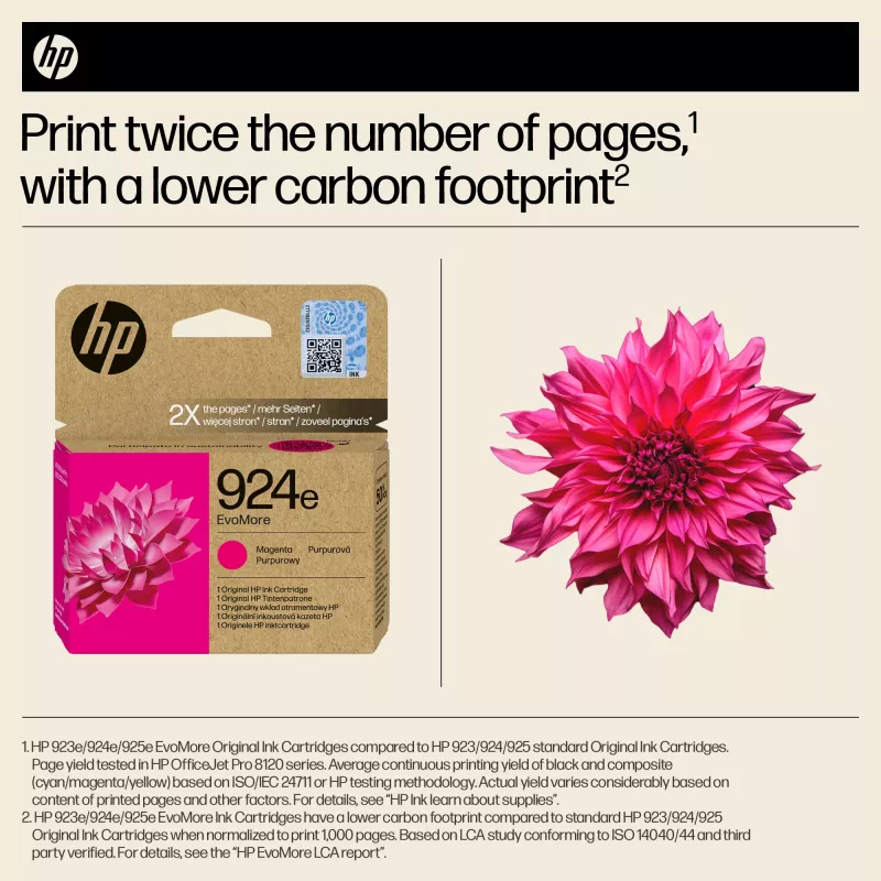 HP 924e EvoMore Magenta Original Tintenpatrone, Magenta, 1 Stück, 800 Seiten